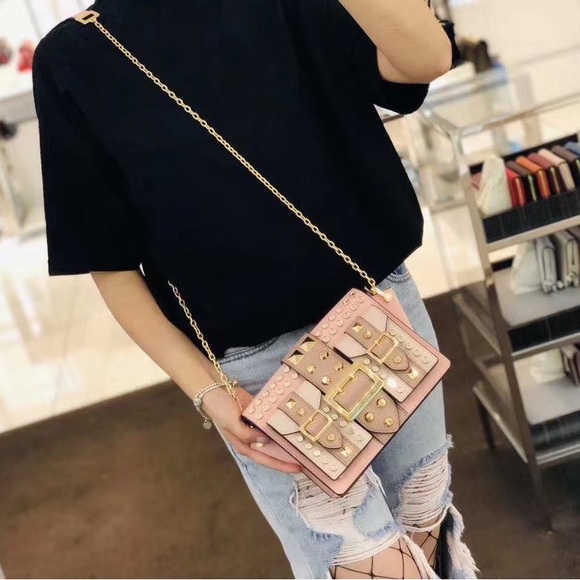 NWT Michael kors softpink Hayden Purse Studded Crossbody Shoulder Bag - Picture 8 of 13